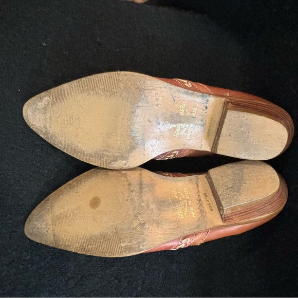 PALOMINO Sz 7B Western Style Stacked Heel Contrasting Stitch Pointy Toe Shooties - Picture 10 of 12